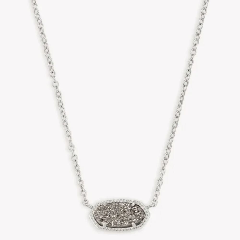 π HP π Kendra Scott Silver Pendant Drusy Necklace - Picture 8 of 9